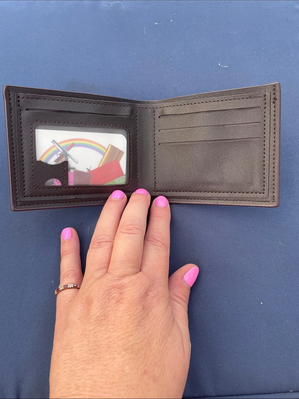 Brown Leather Bi-Fold Wallet with Deer Cutout - Unbranded